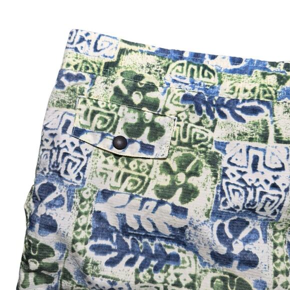 J.CREW Swim Trunks Shorts Blue & Green Floral Tropical Men’s Size Large Beach - Picture 3 of 8